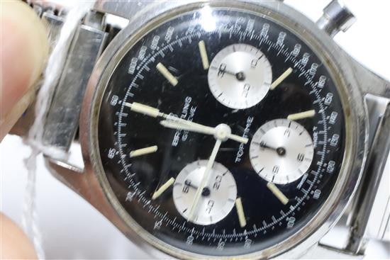 A gentlemans 1960s stainless steel Breitling Top Time chronograph manual wind wrist watch,